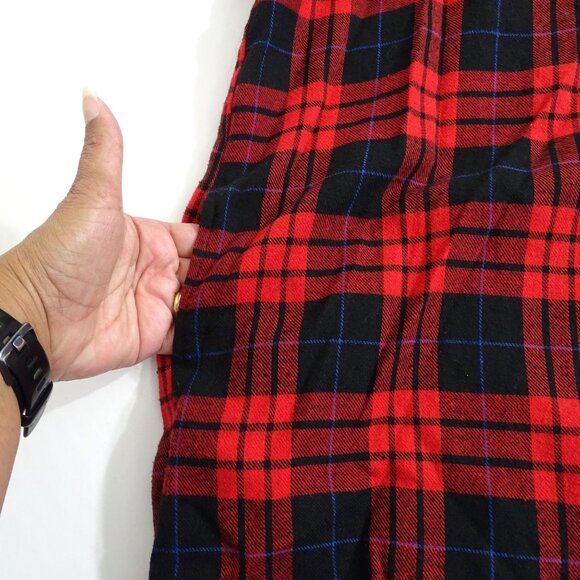 Rosette Red Black Plaid Long Sleeve Button Up Flannel Shirt Women Size L Pockets - Picture 4 of 13
